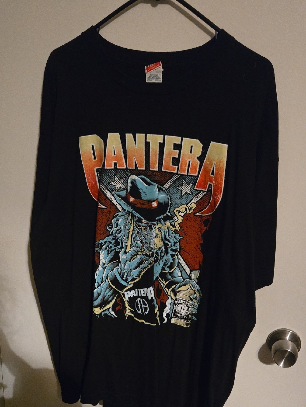 Pantera Black Graphic Band Tee with Orange & Blue Print